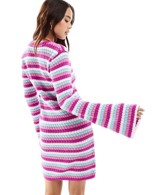 Something New Purple X Cenit Nadir Crochet Mini Dress