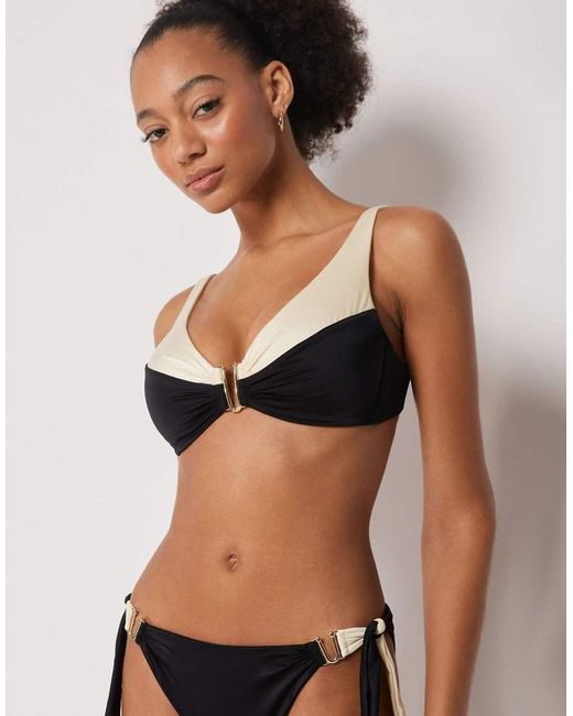 Calzedonia Black Brassiere Bikini Top Elegant Bicolor