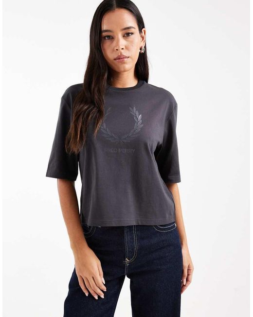 Fred Perry Blue Glitter Logo T-Shirt