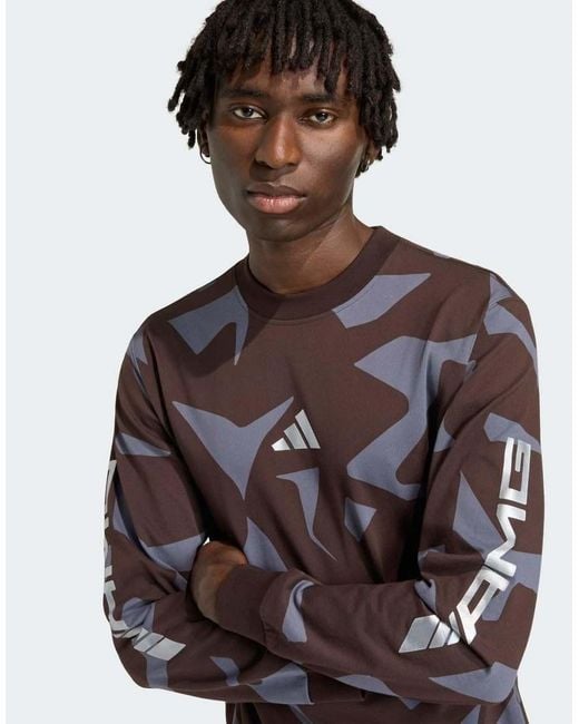 Adidas Originals Brown Amg Camo Long Sleeve Top for men