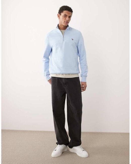 Paul Smith Blue Zebra Logo Half Zip Sweashirt for men