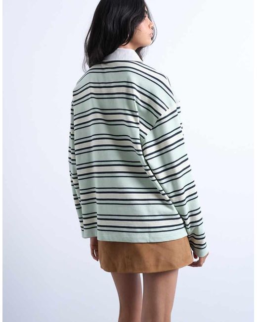 TOPSHOP Gestreepte Jersey Rugbypolo Met Lange Mouwen in het Gray