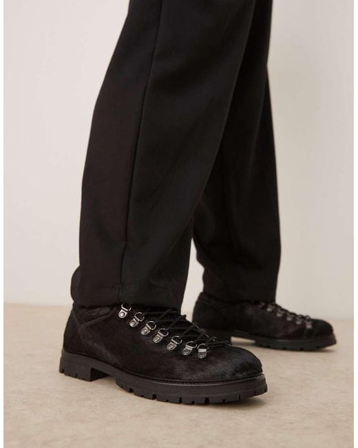 ASOS Black Premium Lace Up Hiker Shoes for men