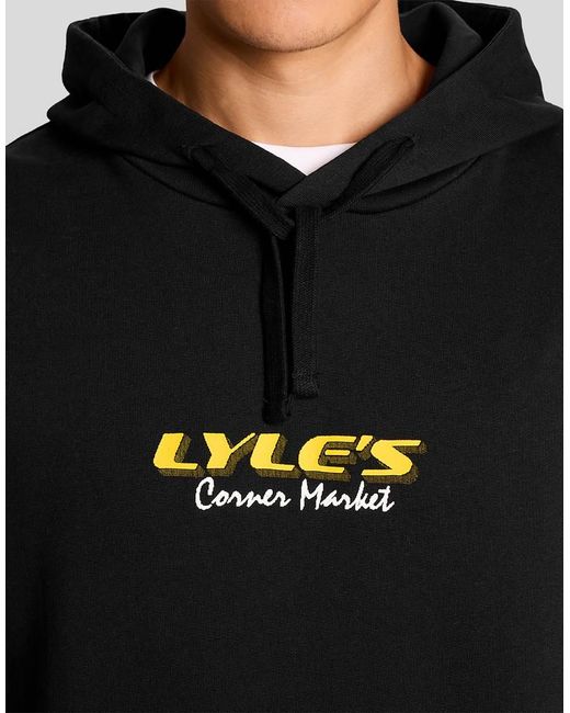 Lyle & Scott Black Mid Layers Receipt Graphic Hoodie for men