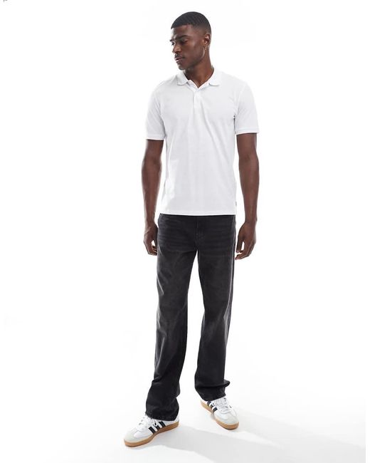 Jack & Jones White Pique Polo for men
