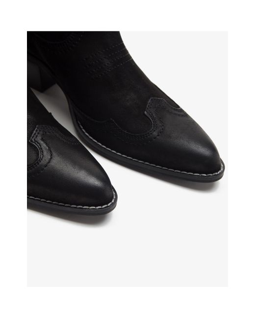 OFF THE HOOK Black Soho Knee Leather Cowboy Boots