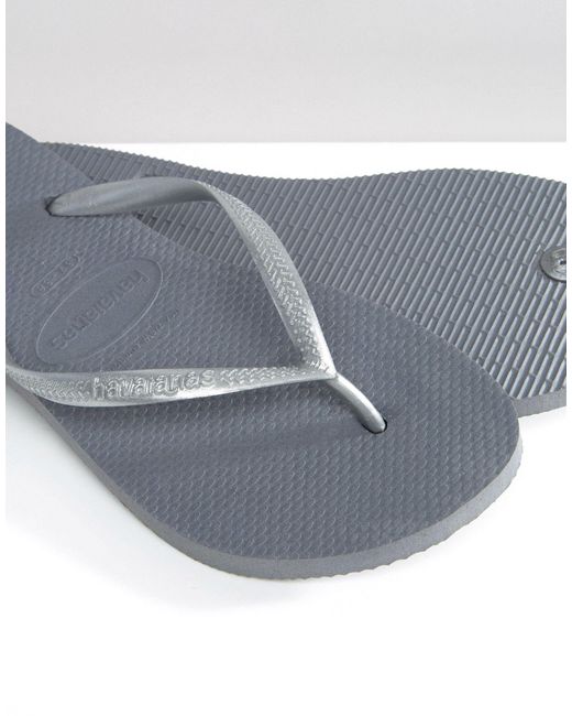 havaianas silver slim flip flops