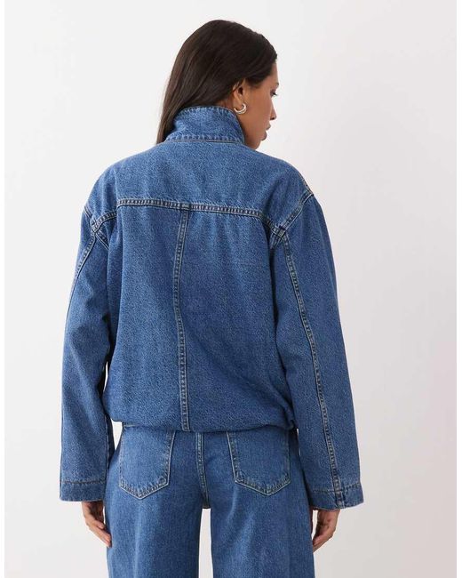 ASOS Blue Denim Funnel Neck Jacket