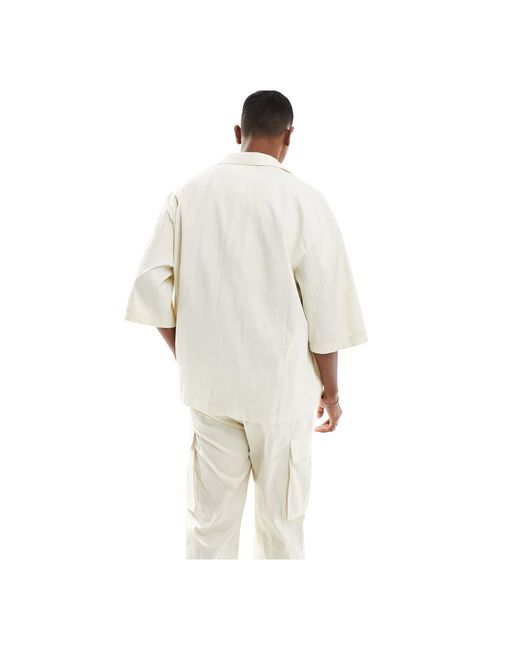 Camicia a maniche corte beige testurizzata di Sixth June in White da Uomo