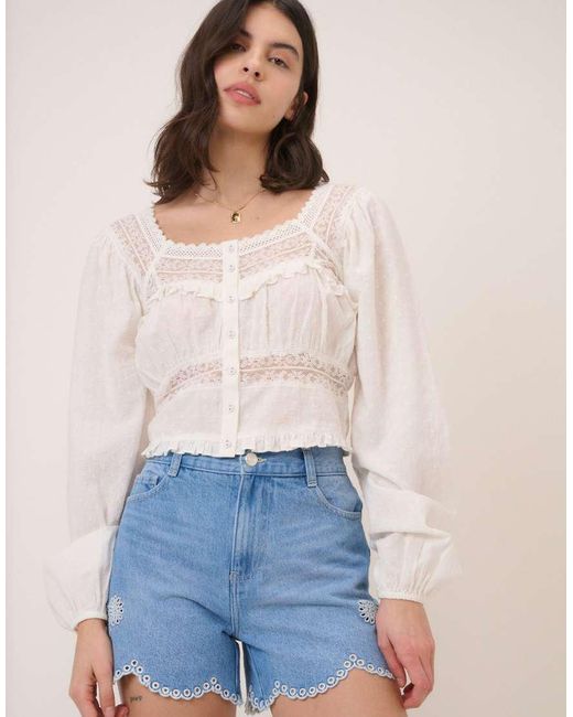 Nobody's Child Blue Embroidered Shorts