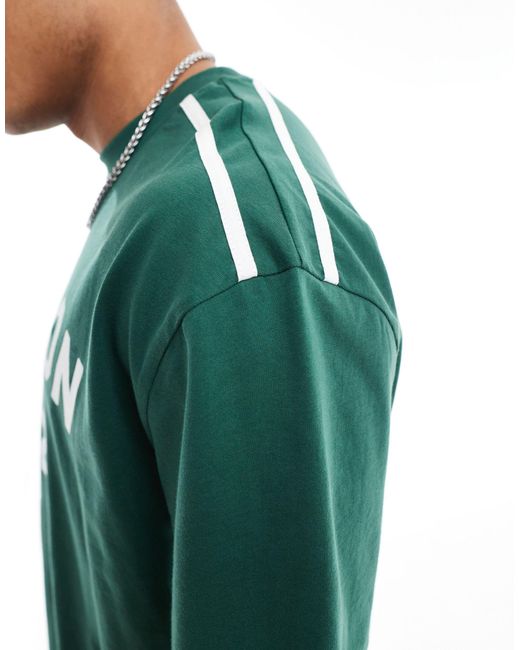 T-shirt oversize coupe carrée avec imprimé oregon devant et bandes sur les épaules - foncé ASOS pour homme en coloris Green