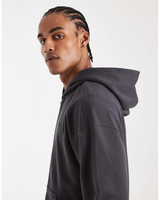 Hollister Gray Zip Through Front Pocket Hoodie for men