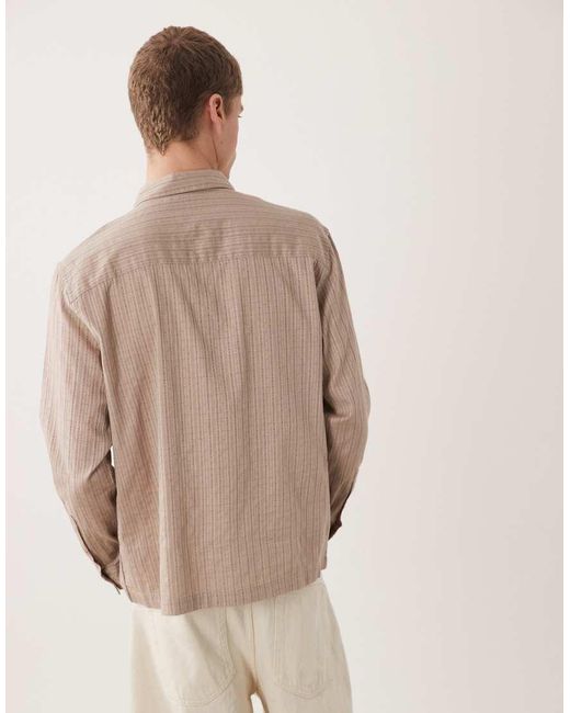 ASOS Natural Relaxed Revere Textured Shirt for men