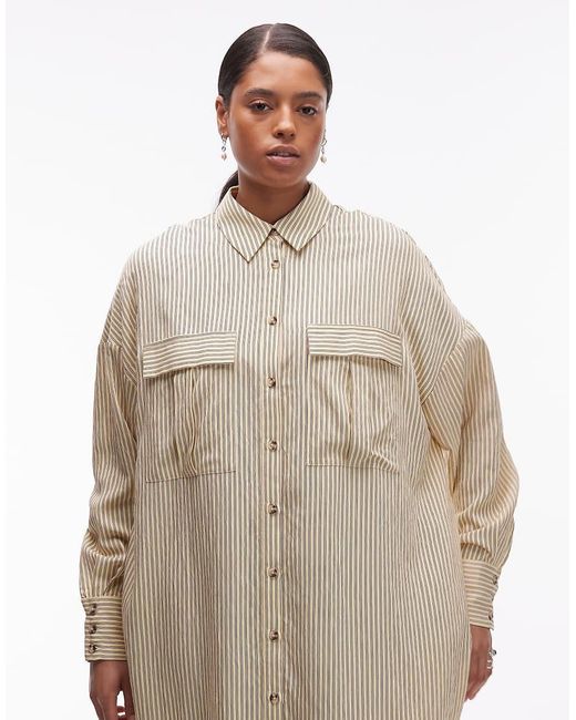 ASOS Natural Asos Design Curve Relaxed Shirt Maxi Dress With Pockets