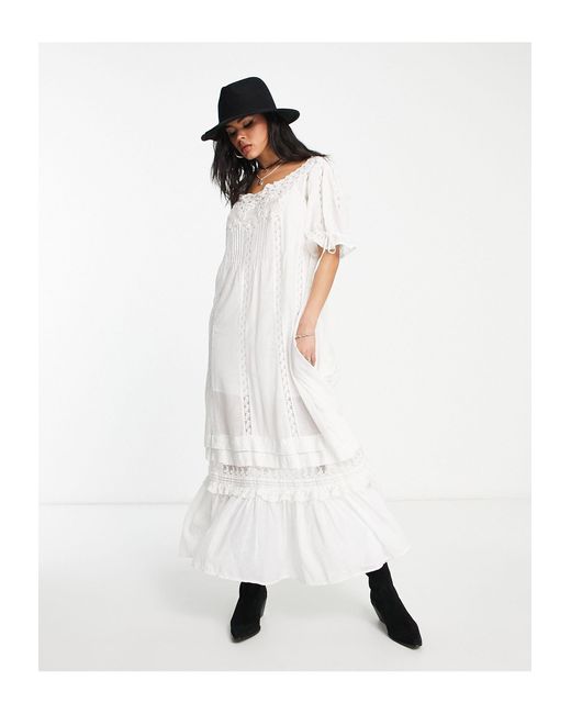 Free People White Mirabelle Embroidered Maxi Dress