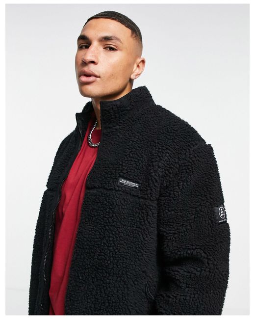 TOPMAN Fleece Jacket in Black for Men | Lyst UK