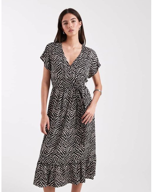 ONLY Black Tie Waist Midi Dress