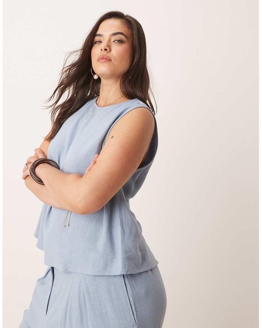 ASOS Blue Asos Design Curve Linen Shell Top Co-ord