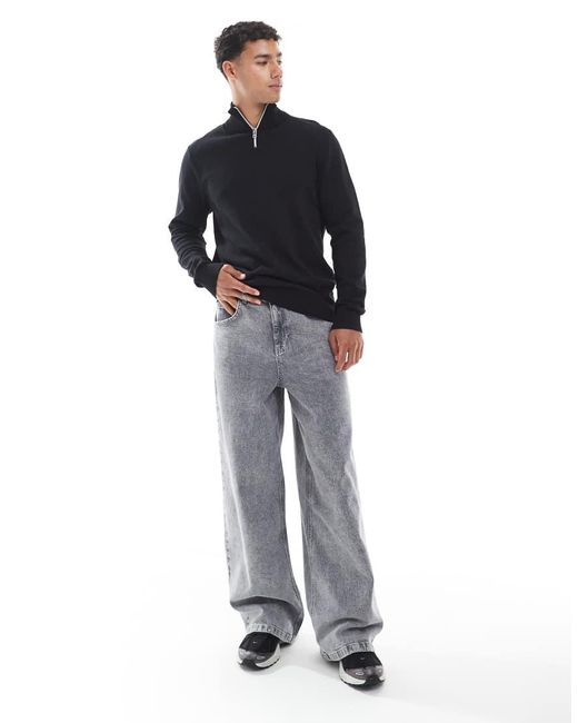Maglione Con Zip Corta di JJ Rebel in Blue da Uomo