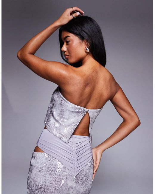 ASOS White Asos x the sourced collection – trägerloses pailletten-oberteil