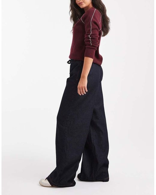 ASOS Blue jogger Style Pull On Wide Leg Jean