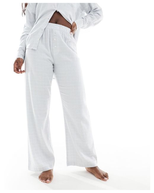 Cotton On White Cotton on – karierte pyjamahosen aus flanell im boxershorts-stil