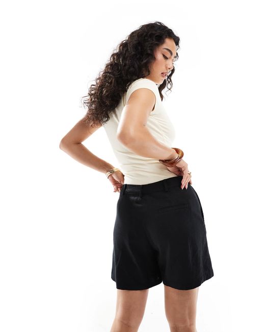 Pull&Bear Black Linen Look Short