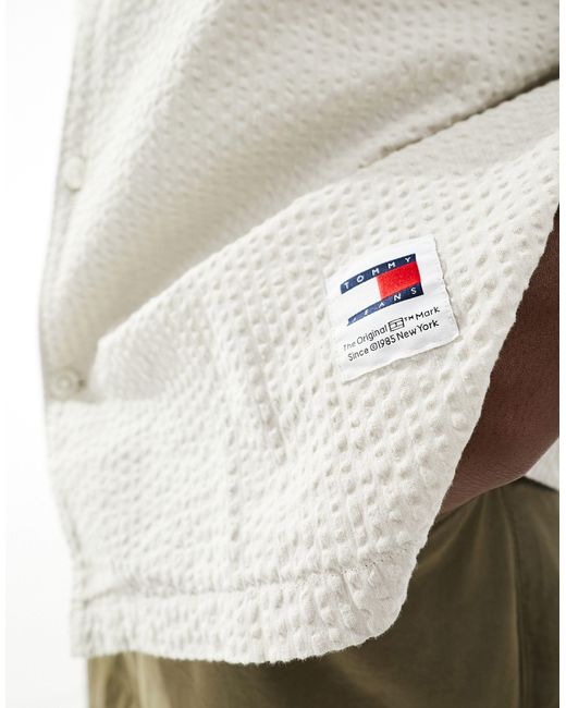 Tommy Hilfiger Natural Relaxed Seersucked Camp Shirt for men