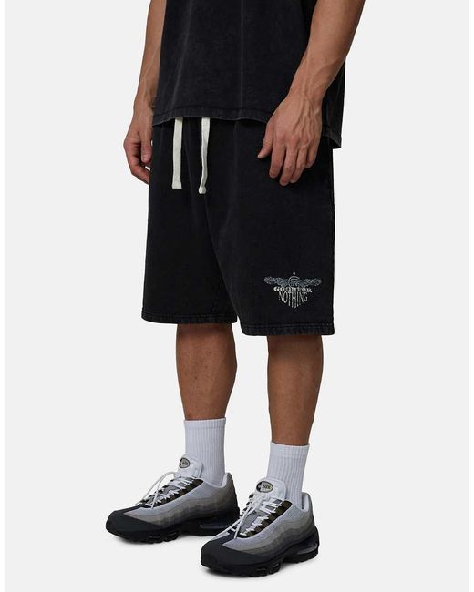 Good For Nothing Black Baggy Shorts With Dart Seams for men