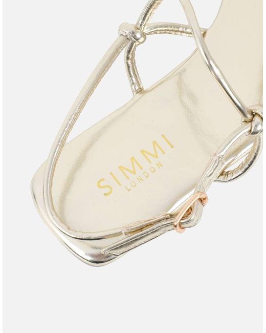 SIMMI Natural Leana Strappy Flat Sandals