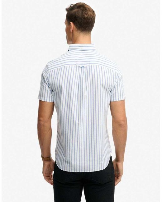 Superdry White Preppy Oxford Short Sleeve Shirt for men