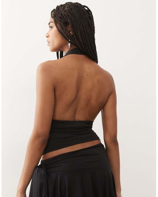Lioness Black Safari Plunge Halterneck Top Co-ord