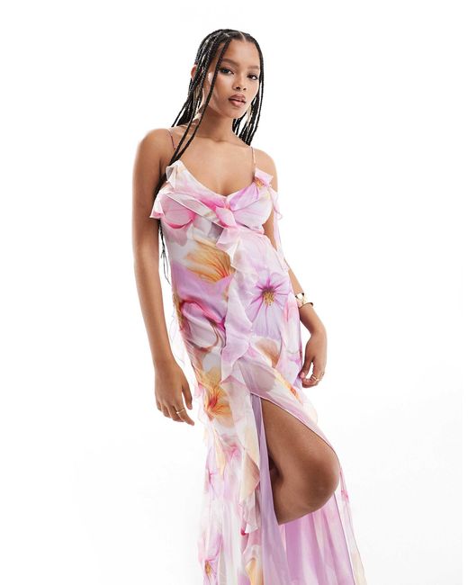 chinese dress ladies Mango Pine Overlap Side Slit Maxi Dress