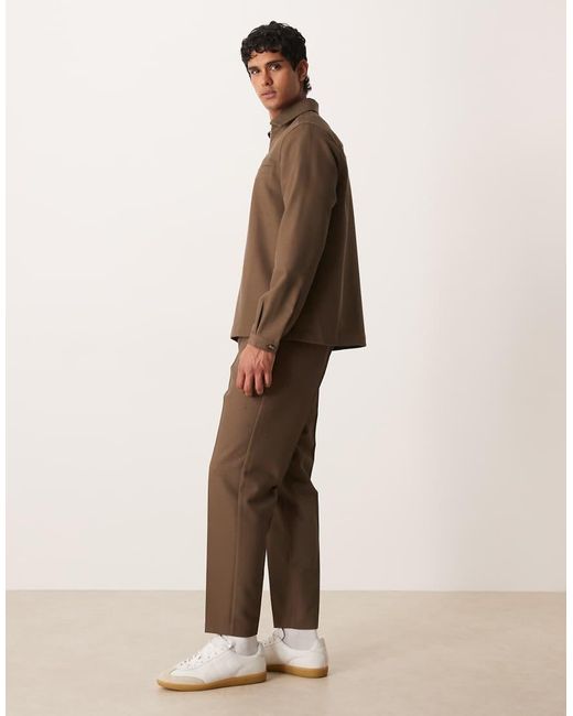 ASOS Natural Co-Ord Tapered Twill Trouser for men