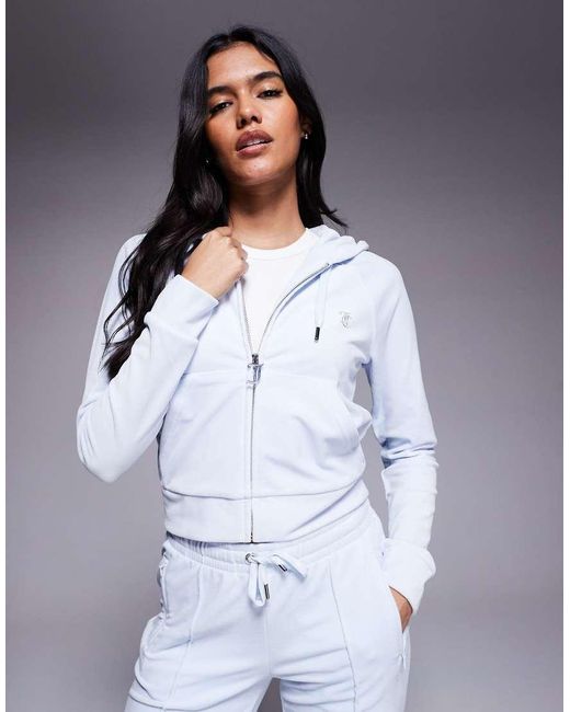 Sudadera Azul Pastel Con Capucha Y Cremallera De Velour Madison De (Parte De Un Conjunto) Juicy Couture de color Gray