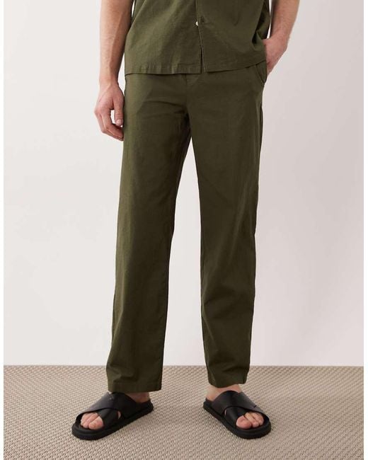 Only & Sons Green Linen Look Loose Fit Trousers Co-ord for men