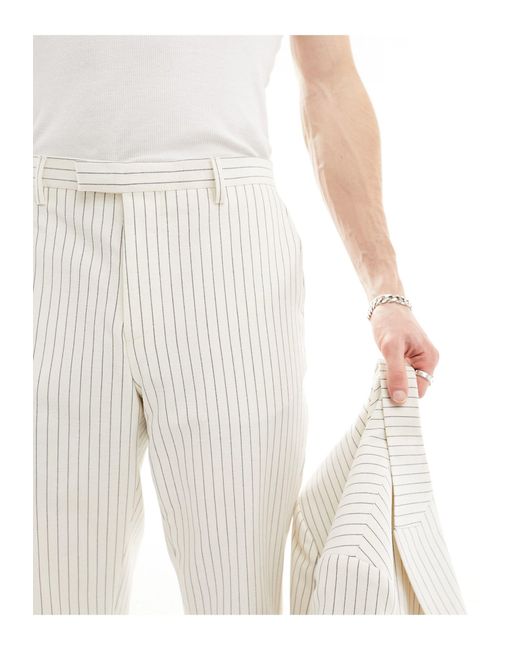 Twisted Tailor White Pinstripesuit Trouser for men