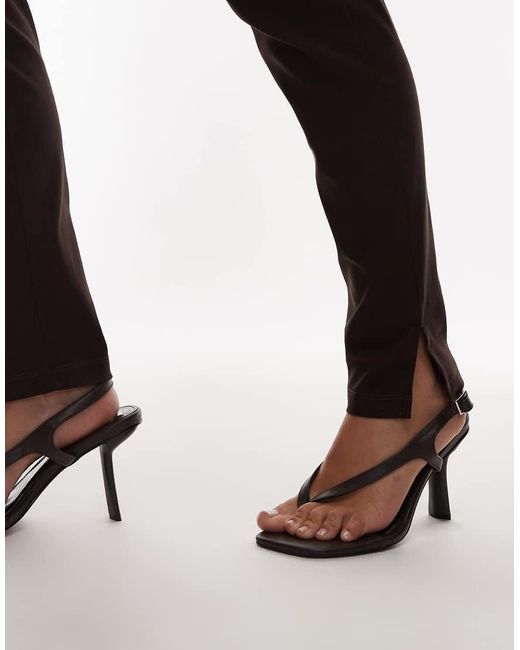 ASOS Brown Bengaline Cigarette Trouser With Side Split Detail