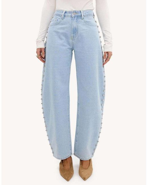 Loavies Blue Chasing Cider Skies Balloon Jeans With Studs