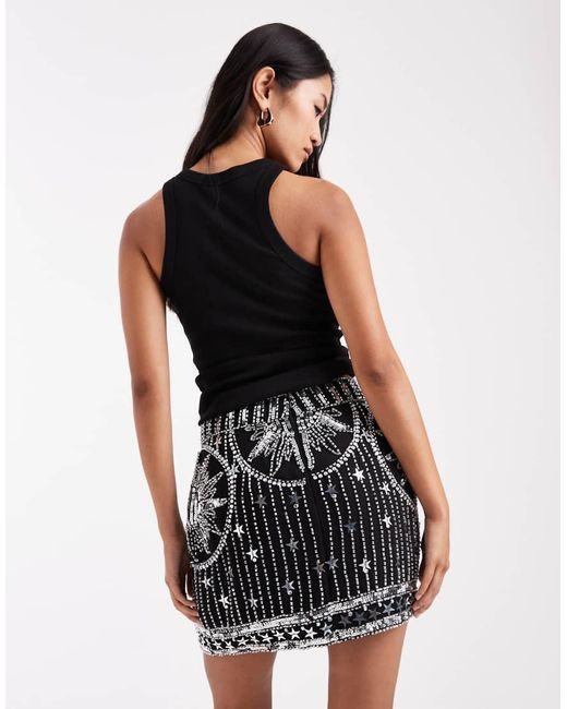 ASOS Black Celestial Embellished Detail Mini Skirt