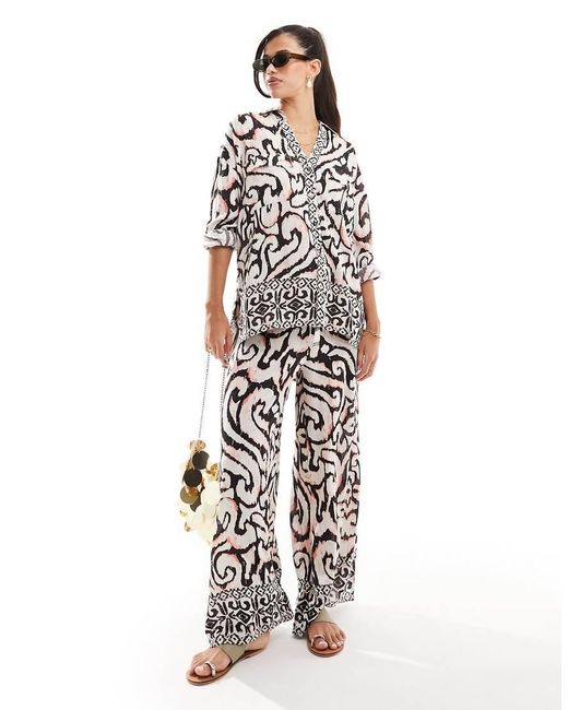 River Island Strandoverhemd Met Print in het White