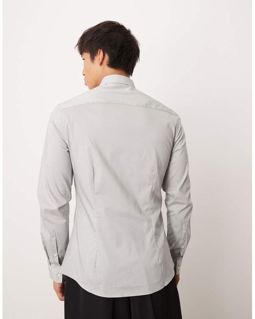ASOS Gray Stretch Slim Fit Work Shirt for men