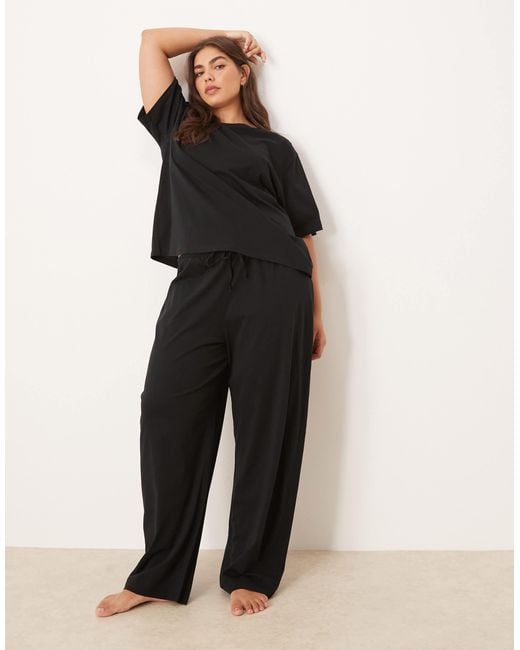ASOS Black Asos Design Curve Mix & Match Cotton Pyjama Trouser