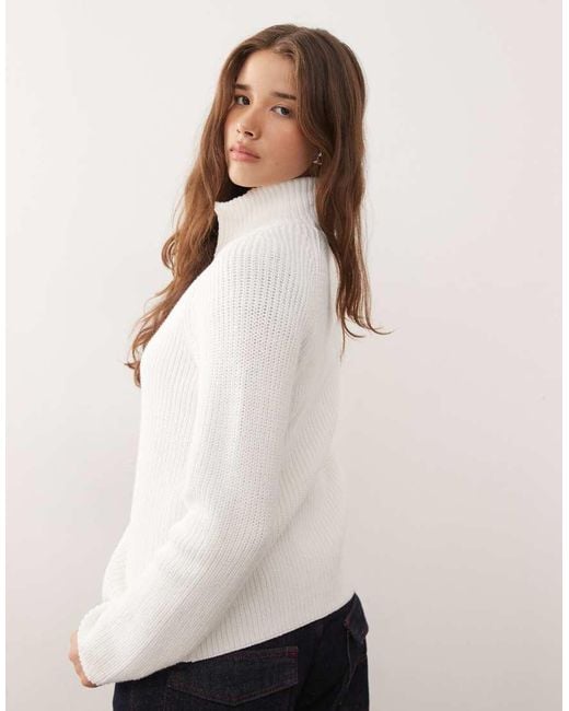 Monki Natural Ribbed Knitted Two Way Zip Cardigan