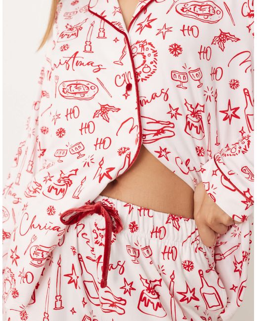 Threadbare Pink Long Sleeve Christmas Pyjamas