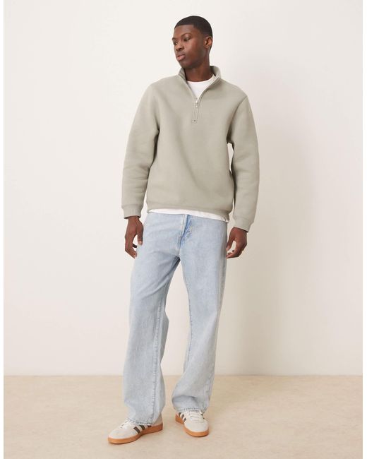 Sweat à col zippé - sauge ASOS pour homme en coloris Natural