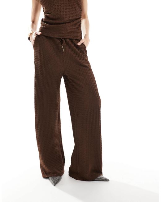 Threadbare Purple Co-ord Drawstring Textured Wide Leg Trousers
