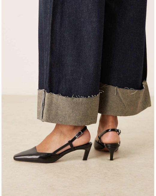 ASOS Natural Wide Fit Shadow Chisel Toe Slingback Mid Heel Shoe