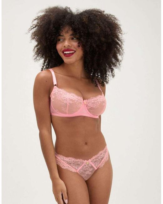 Boux Avenue Pink Elsbeth Lace Briefs Floral Lace High Leg Underwear