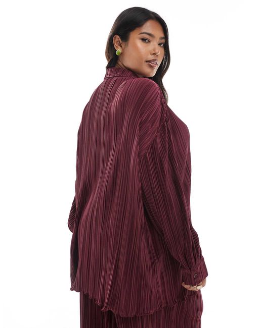 4th & Reckless Red Plisse Colla Button Front Shirt Co-ord